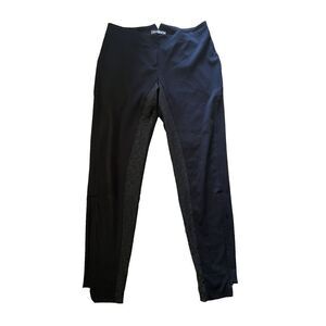 RARE Maya Negri Womens Medium Israeli Designer Black Pants Brocade Inset Inseam